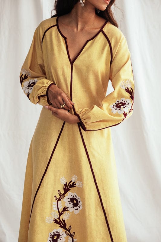 Handloom Aamras peasant dress by JODI with intricate patterns, showcasing traditional style and vibrant colors.