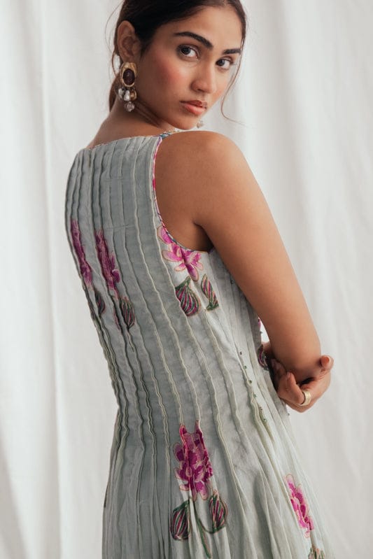 JODI Gulkand day dress featuring a vibrant, flowy fabric with stylish design, perfect for casual or summer wear.
