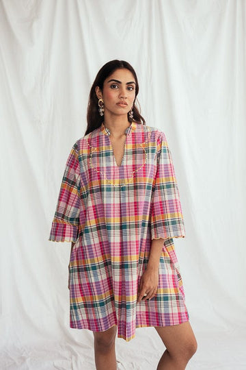 JODI Sherbet shift dress in vibrant orange with short sleeves and a relaxed fit, perfect for casual or semi-formal occasions.