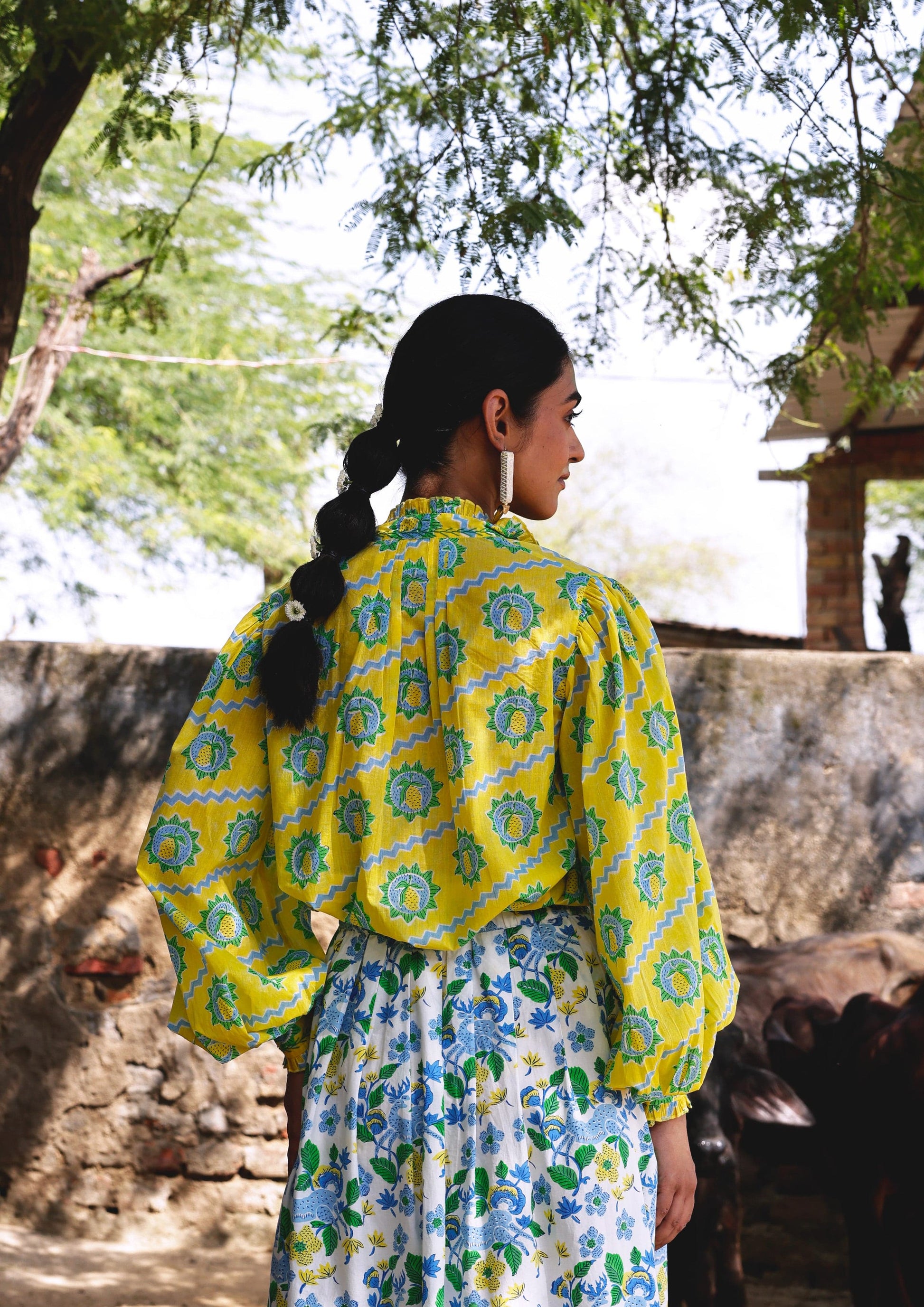 Kakori shirt from Mango Block Print by The Raw India, featuring traditional patterns and lightweight fabric for casual wear.