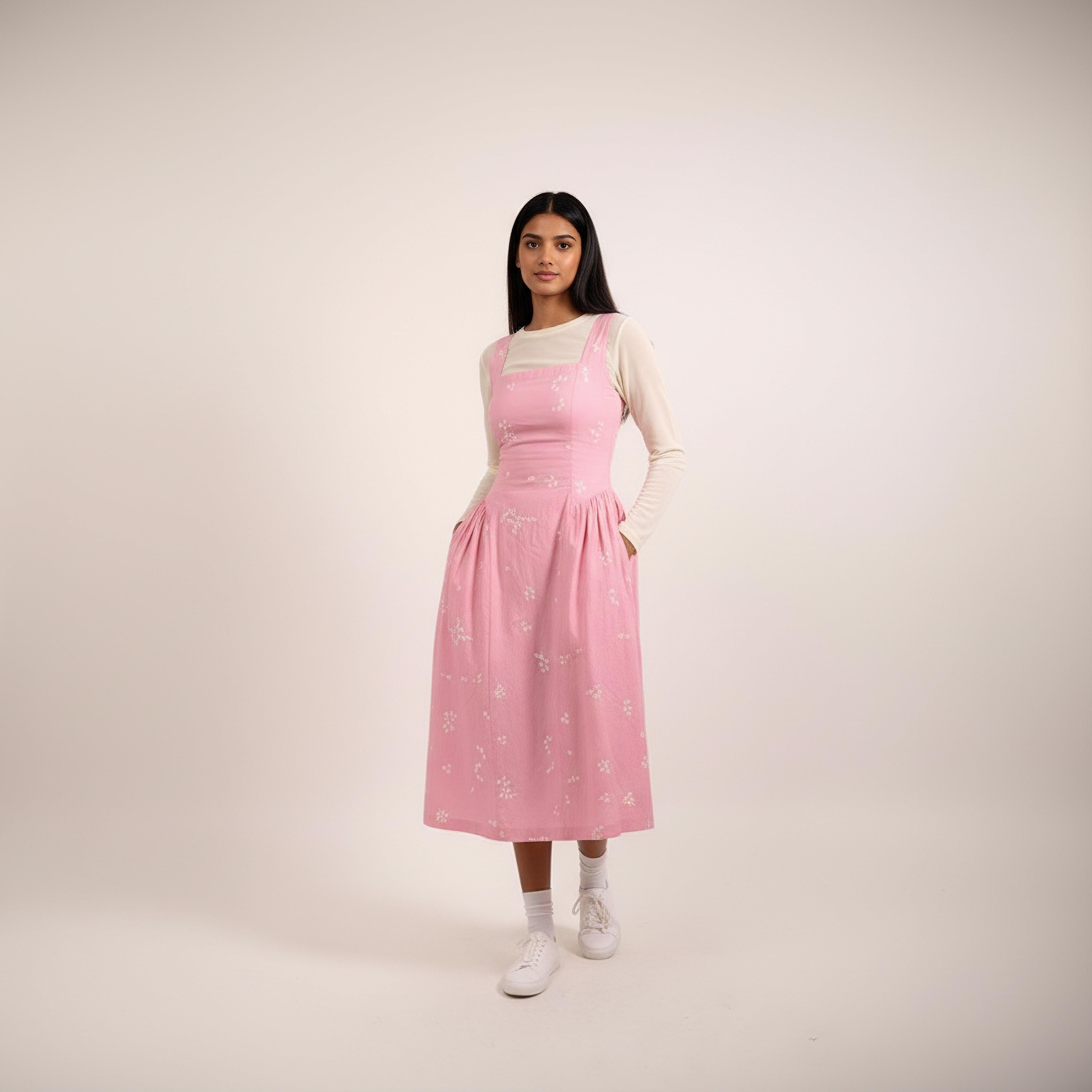 Kyren bandhani dress by Doodlage featuring traditional tie-dye patterns and vibrant colors on a clean background.