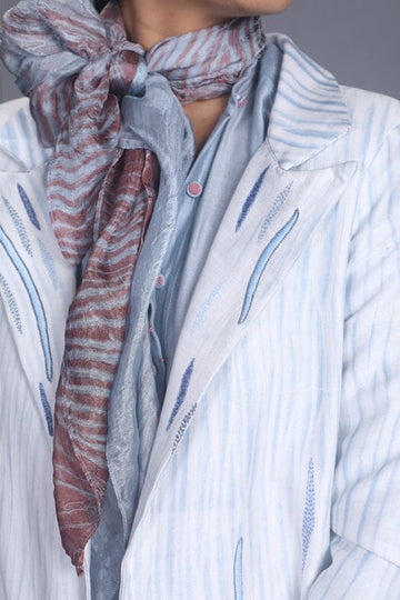Theloomart ocean waves jacket featuring a vibrant blue wave pattern, lightweight fabric, and casual fit for beach-inspired style.