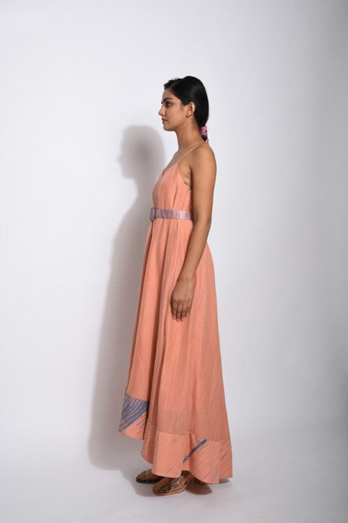 Salmon tan dress from Theloomart featuring a stylish, flowy design with elegant fabric and a flattering fit.