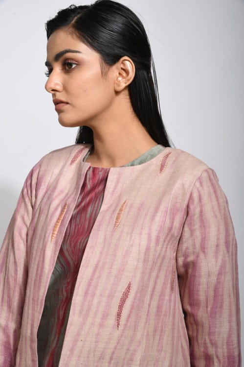 Dusty Sangaria jacket by Theloomart, featuring a stylish, lightweight design with intricate patterns and a comfortable fit.