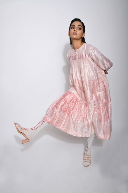 Ivory mist dress by Theloomart featuring a flowing, elegant design with soft fabric and subtle detailing.