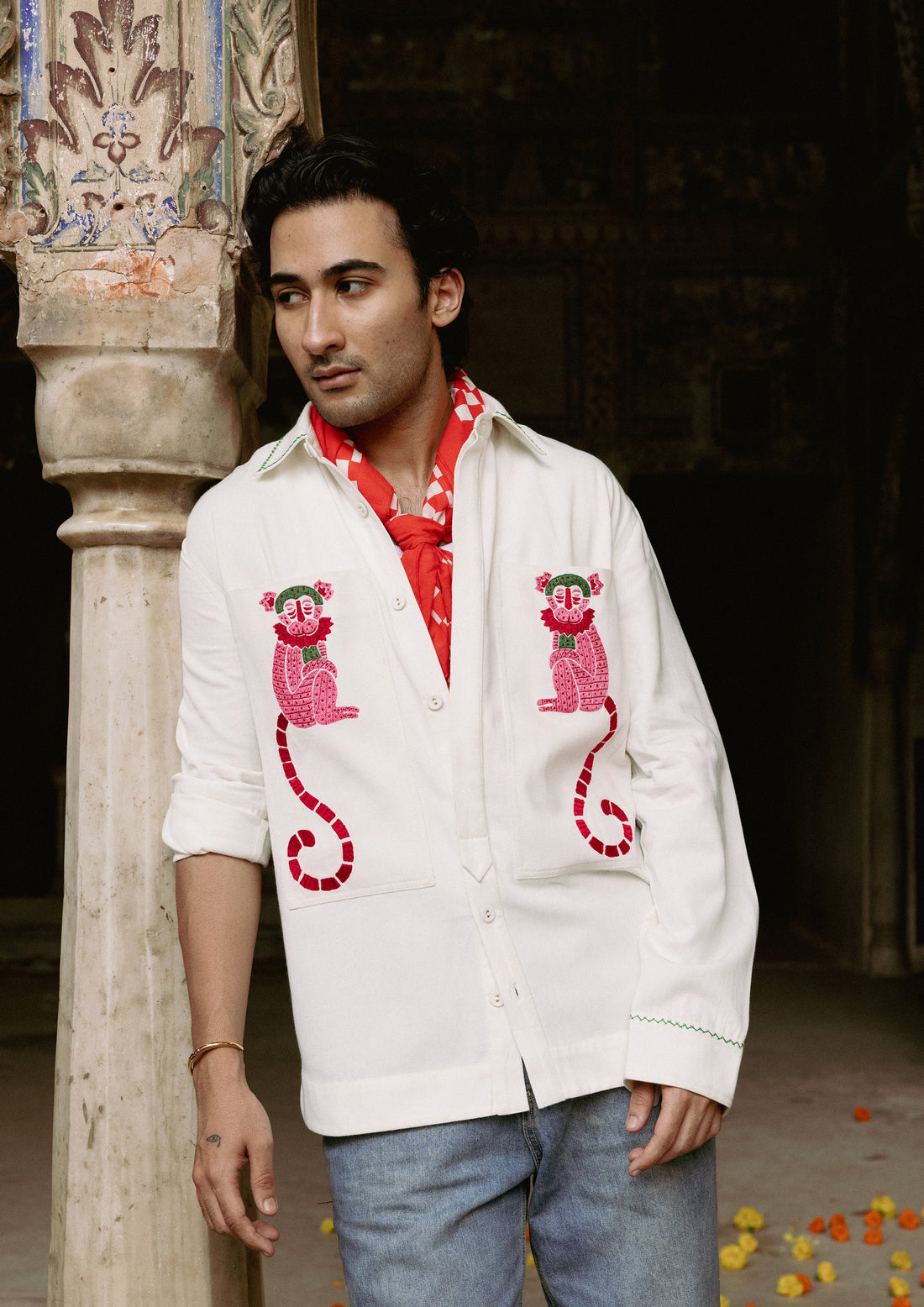 SAWAI SHACKET MONKEY EMBROIDERY