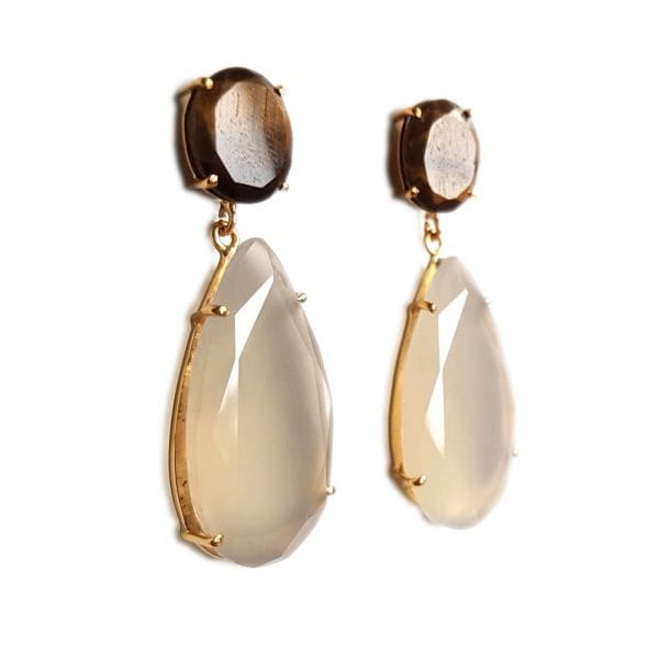Ivory tear drop earrings from Bombaybirds Mo'orea earrings collection, featuring elegant drop design and smooth finish.