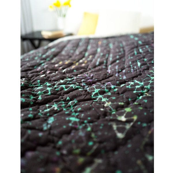 Galaxy garden grey reversible blanket from Bombaybirds, soft living blanket with galaxy and garden pattern on both sides.