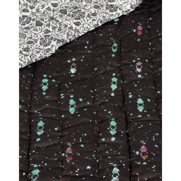 Galaxy Garden grey reversible blanket by Bombaybirds, showcasing soft, cozy fabric with a galaxy-inspired design on both sides.