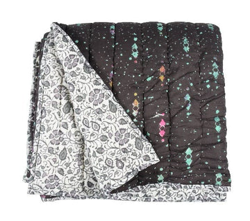 Galaxy garden grey reversible blanket from Bombaybirds, living room decor with soft, cozy fabric and galaxy-inspired pattern.