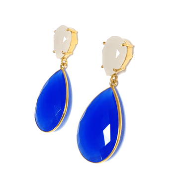 Blue Nella earrings by Bombaybirds featuring elegant dangle design and intricate detailing for stylish wear.