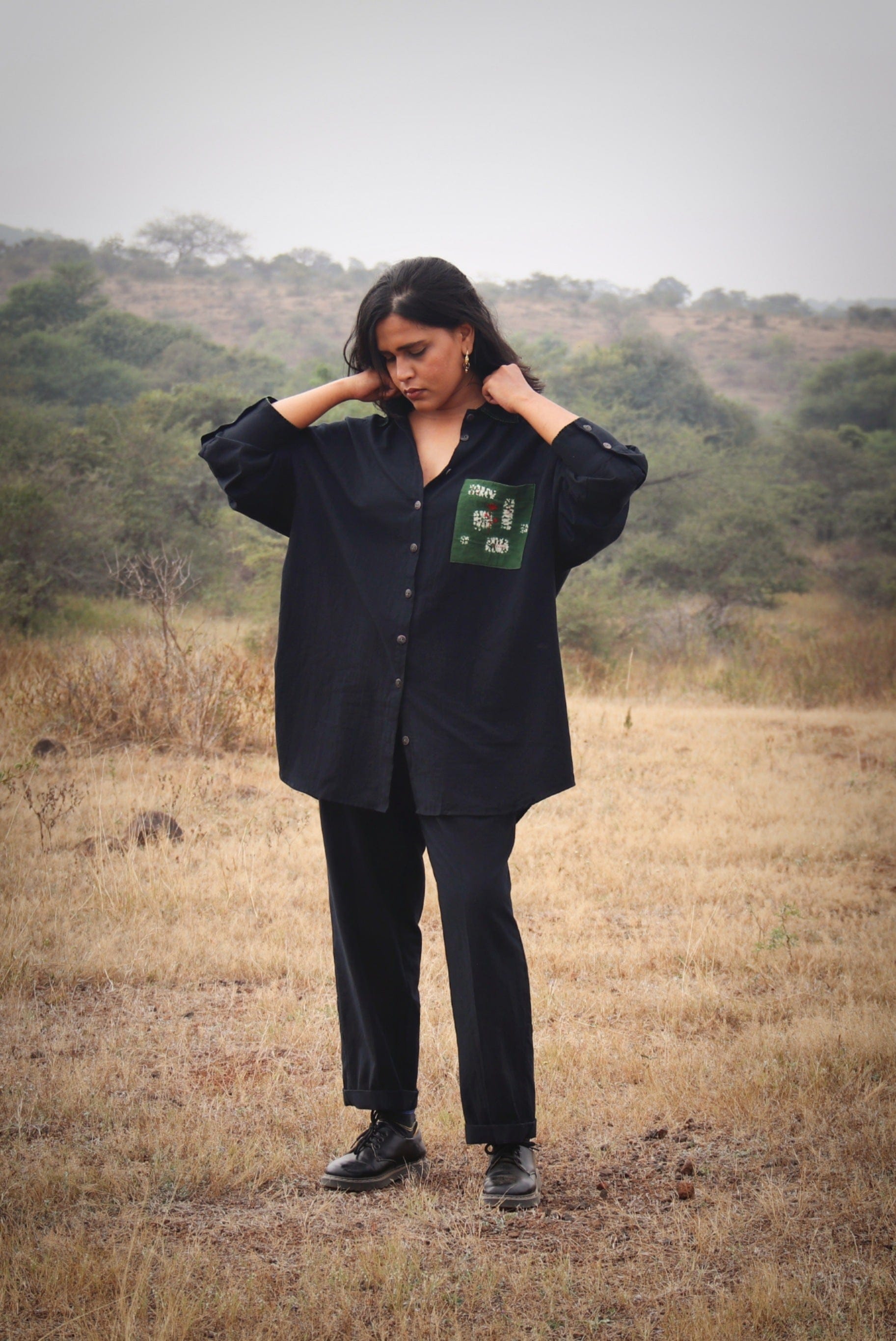Deeta Kai black co-ord set featuring a stylish coordinated top and matching pants, perfect for casual or trendy outfits.