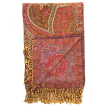 Pink Kyri throw blanket from Bombaybirds, cozy living room accessory with soft, vibrant pink fabric and textured design.