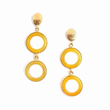 Yellow earrings from Bombaybirds Syshai collection, featuring stylish and lightweight design with intricate details.