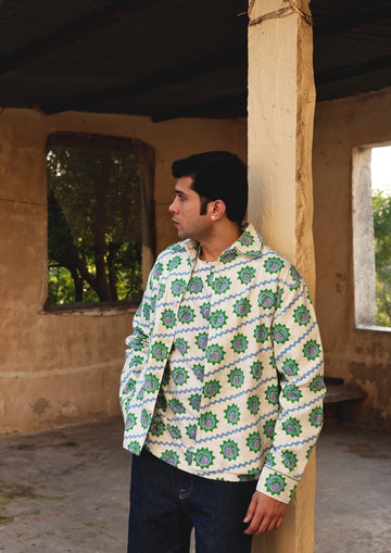 Blue Terai Jacket by The Raw India, stylish men's jacket with a modern design and comfortable fit.