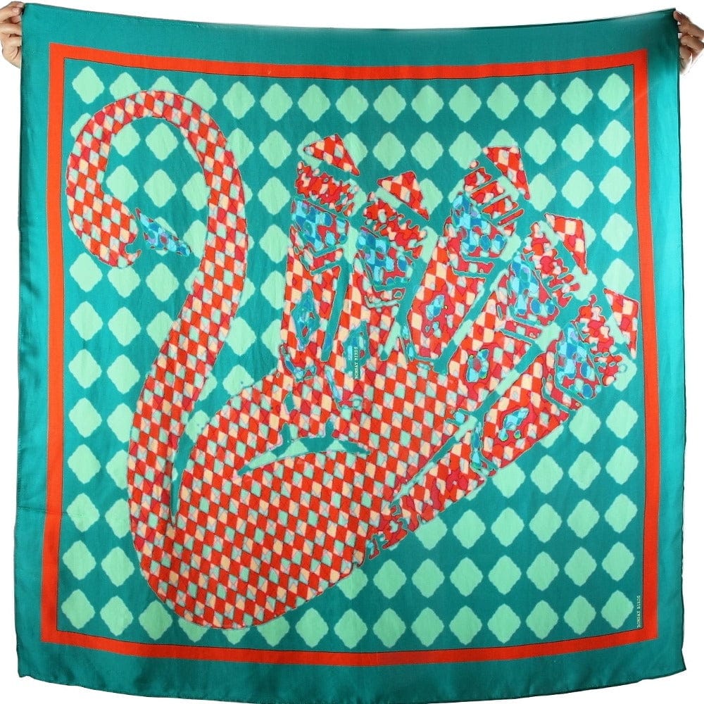 Elegant Bombaybirds The Enchanted Swan foulard scarf with enchanting swan design in vibrant colors, perfect for stylish accessories.