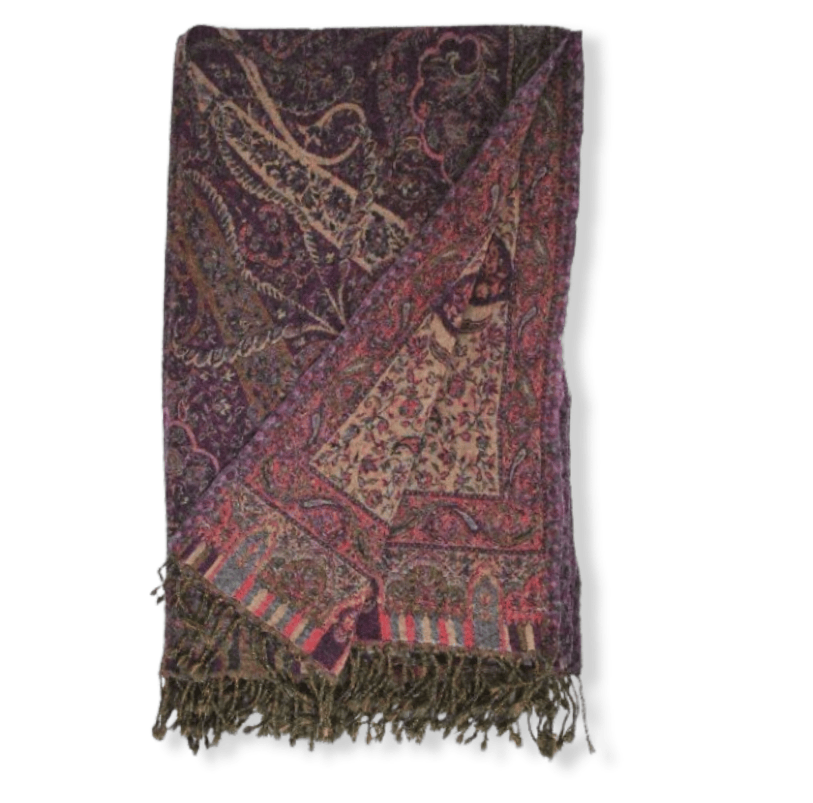 Bombaybirds Bordeaux and beige wool throw blanket draped over a sofa, showcasing soft, cozy texture and elegant design.