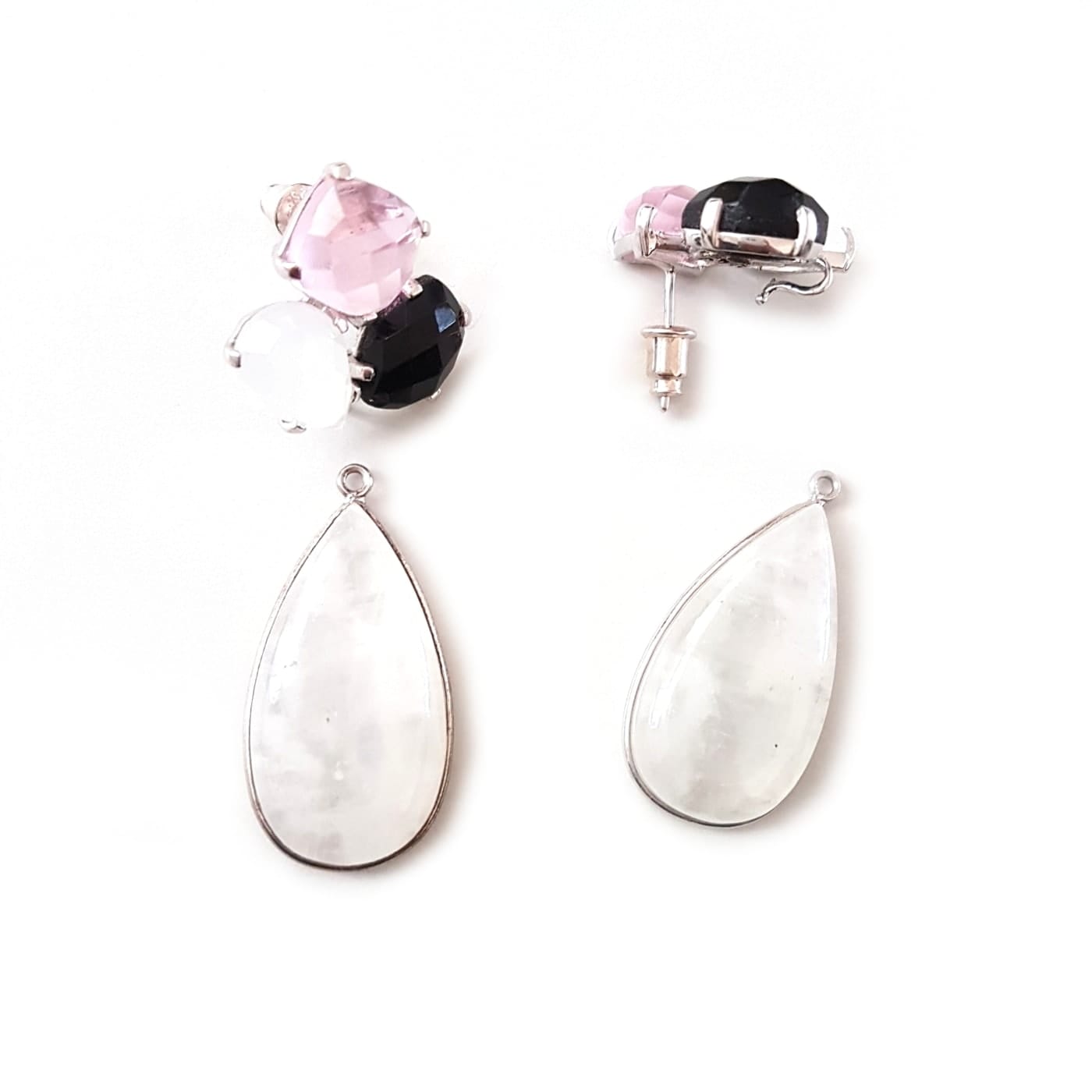 Bombaybirds Vivana moonstone removable drop earrings showcasing elegant, detachable earring design with moonstone accents.