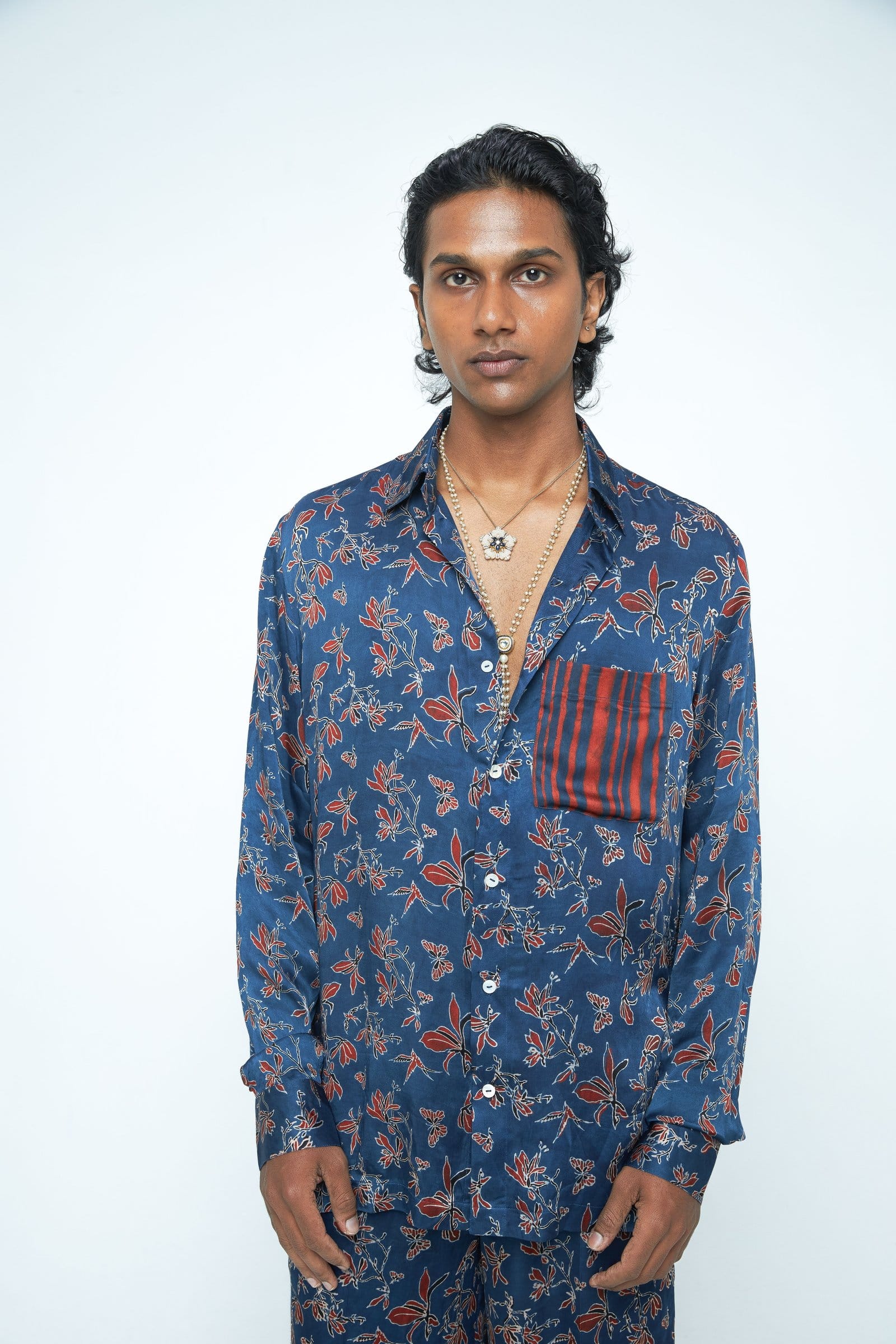 Anushe Pirani Flutter & Flow shirt shown from the front, featuring a stylish design with flutter and flow details on the fabric.
