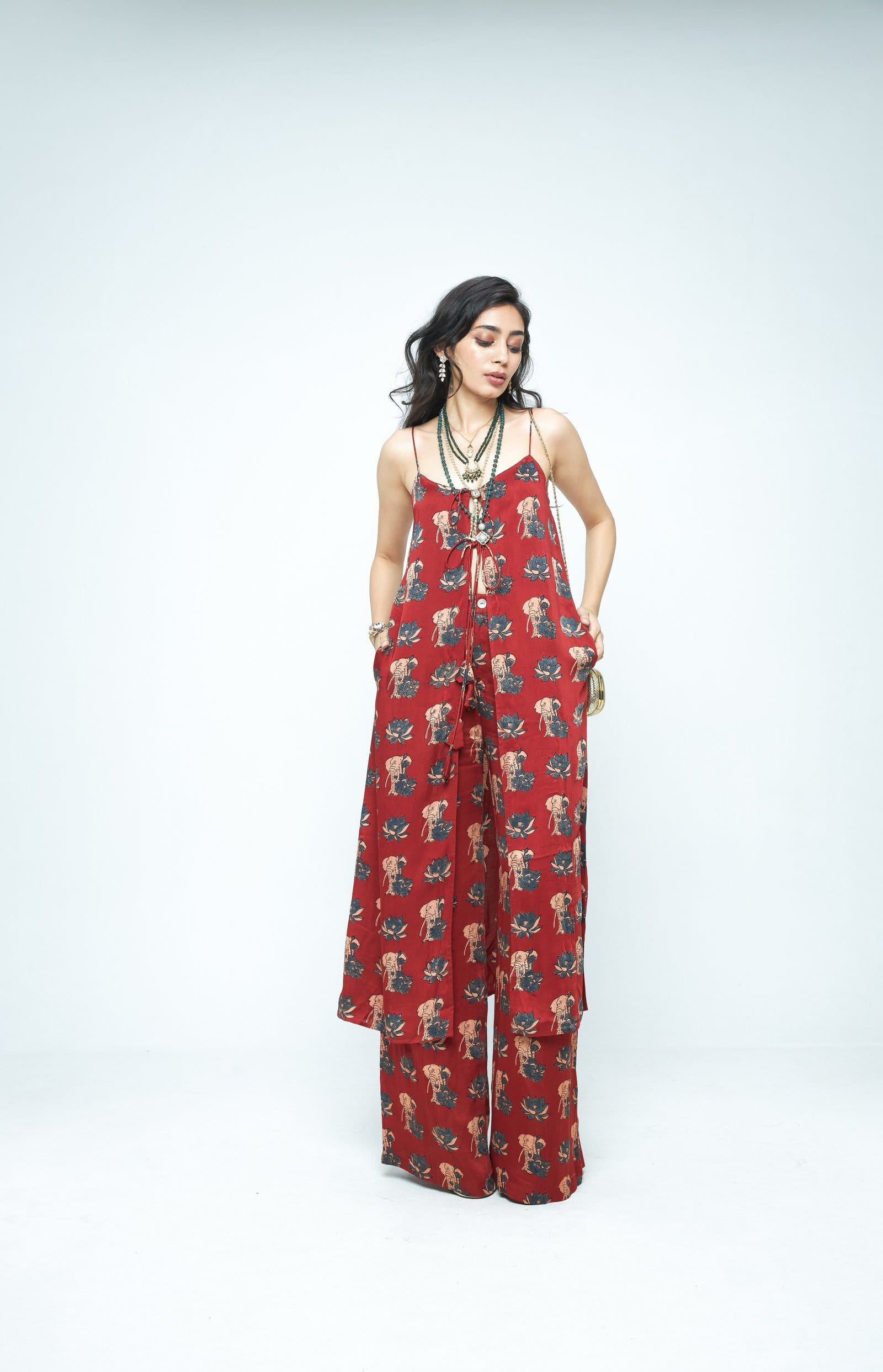 Front view of Anushe Pirani gentle tunic featuring a soft, flowy fabric with a relaxed fit and subtle design details.