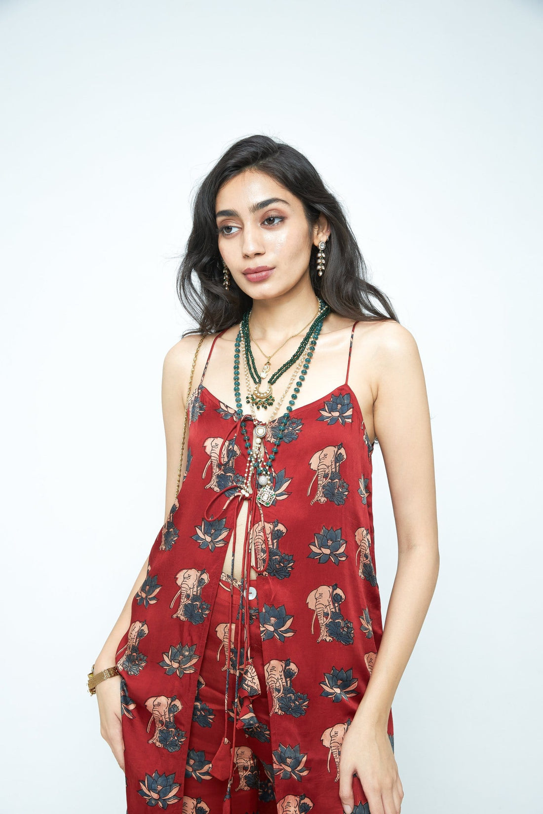 Front view of Anushe Pirani gentle tunic featuring a soft, flowy fabric with a relaxed fit and subtle design details.