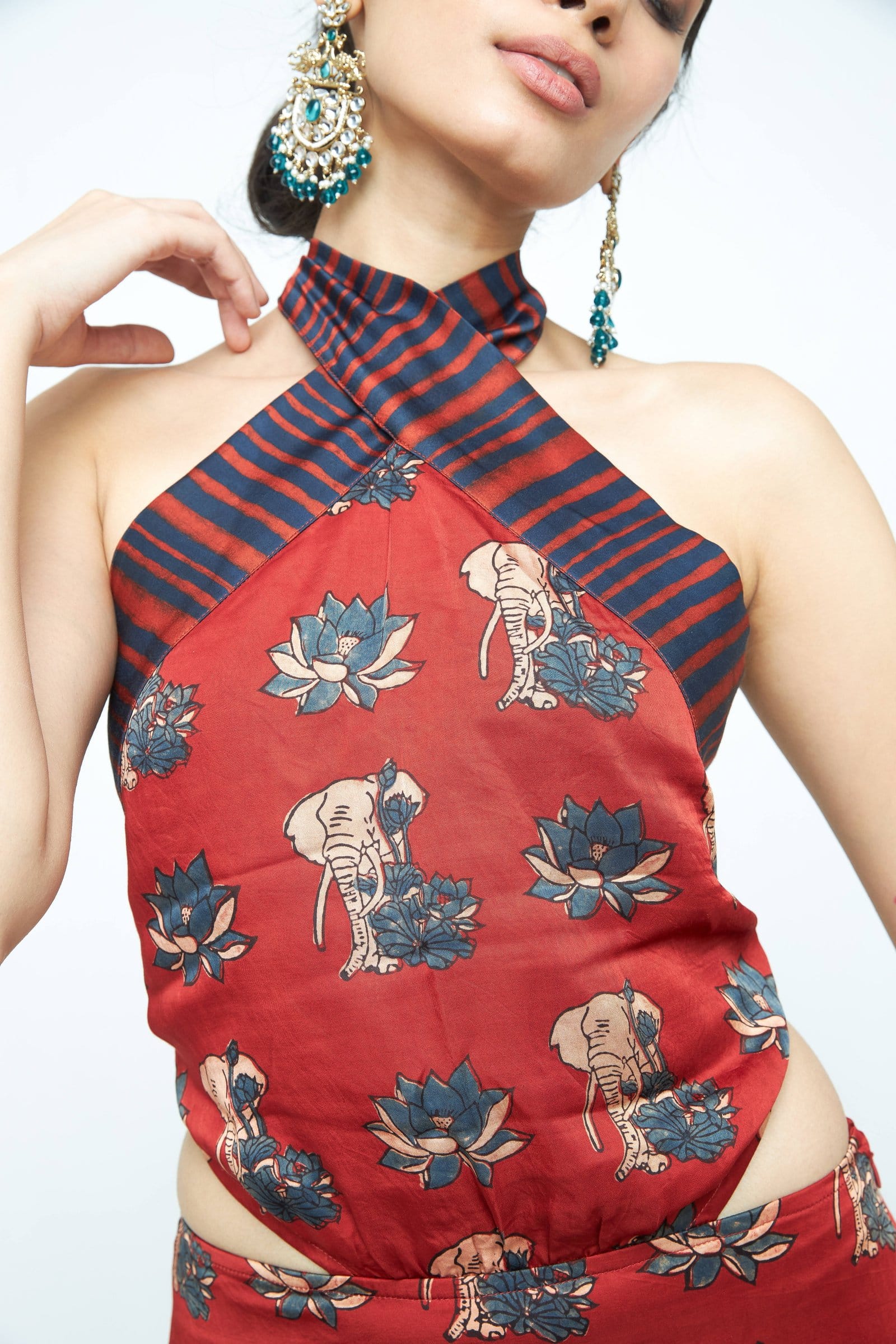 Anushe Pirani giant mini dress featuring a stylish design, showcased in a detailed view with fabric and pattern visible.