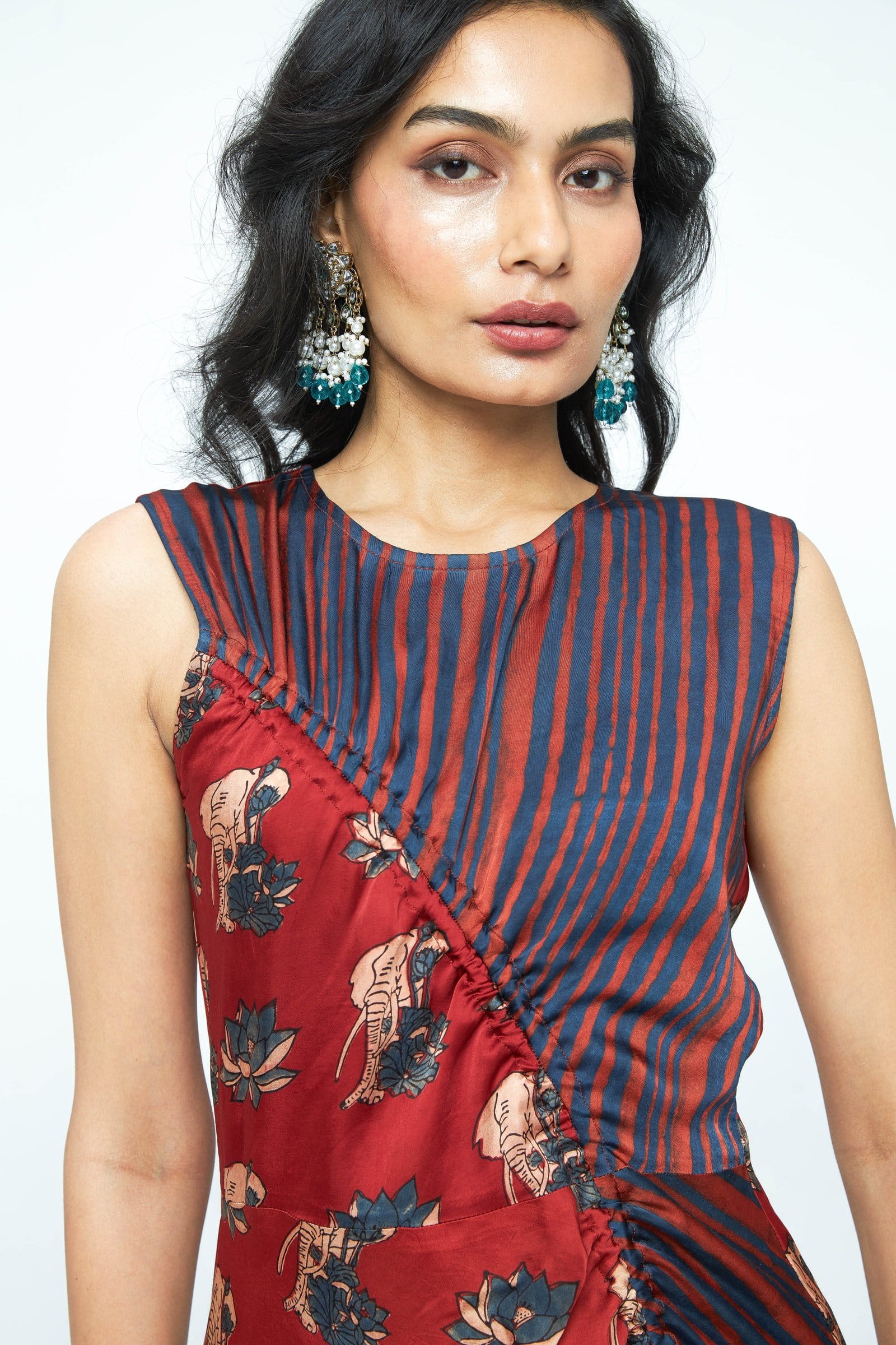 Anushe Pirani Ruché dress with intricate ruching details, elegant fabric, and a stylish silhouette.