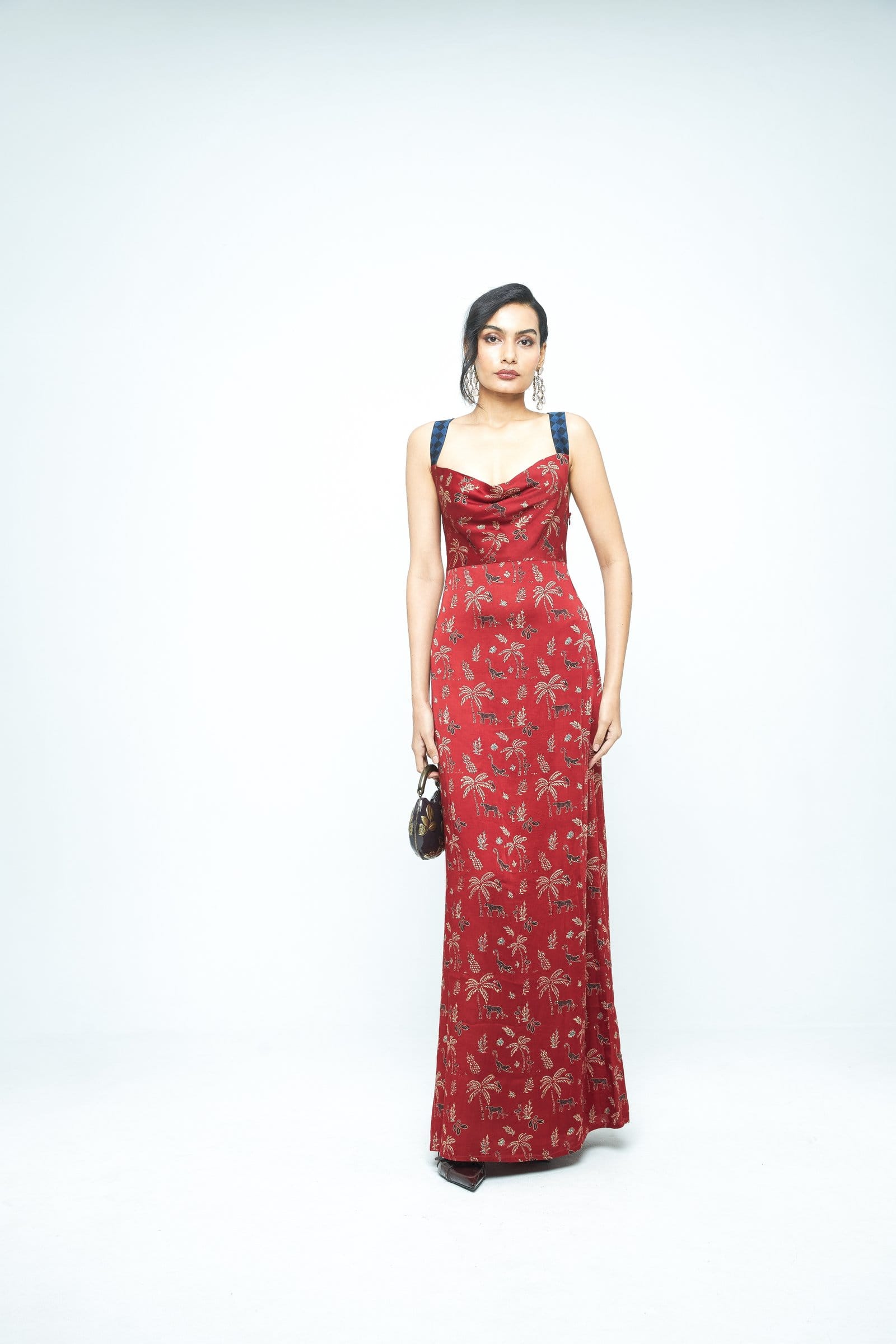 Front view of Anushe Pirani Contour dress, a stylish and elegant women's dress with a fitted silhouette and detailed design.