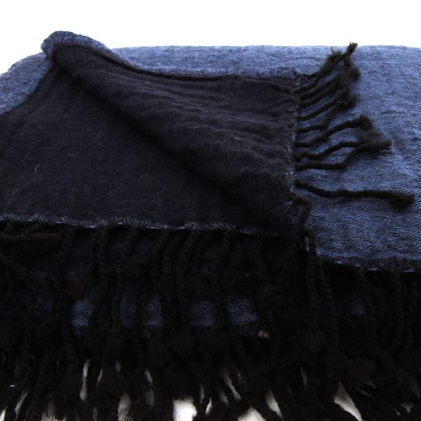 Midnight blue reversible wool blanket