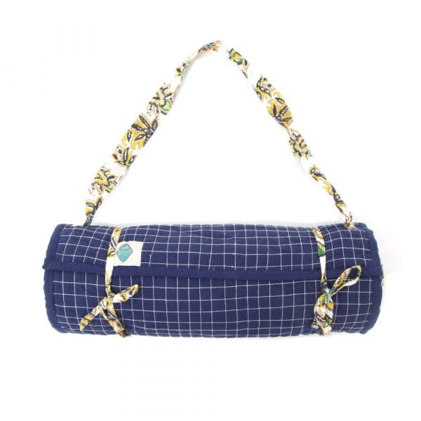 Blue chintz beach mat by Bombaybirds with vibrant floral pattern, perfect for relaxing on the sand or grass.