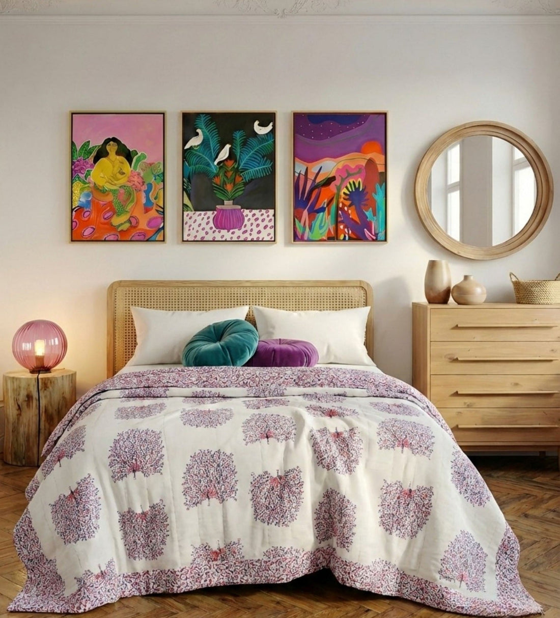 PEACOCK FEATHERS Reversible Quilt