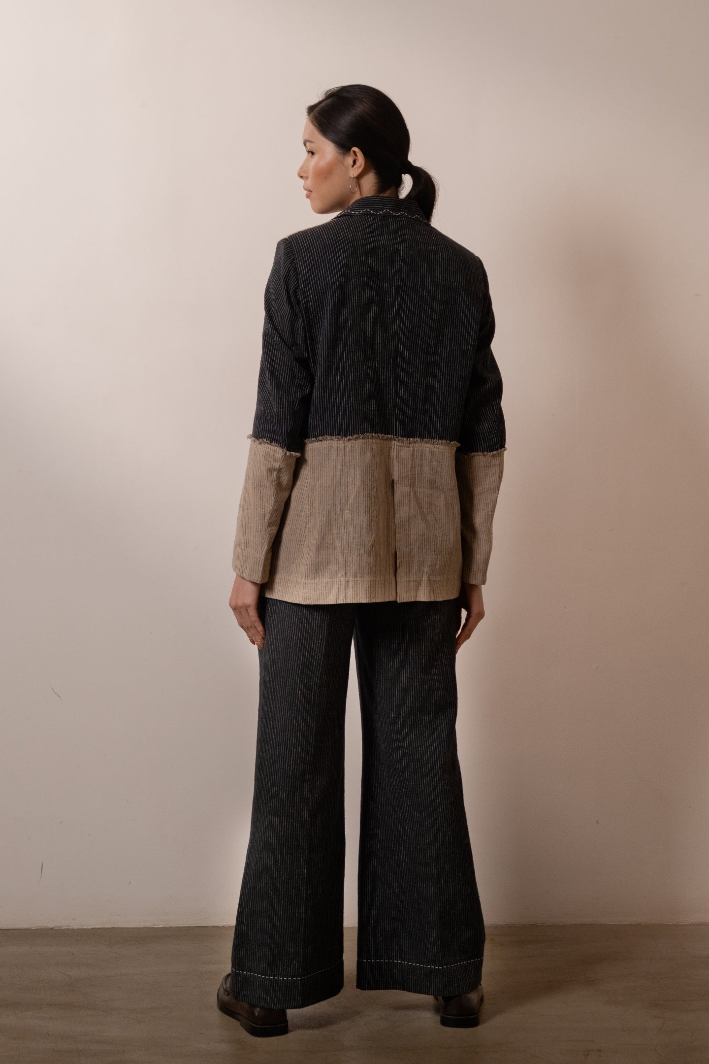 Celeste black stripes blazer