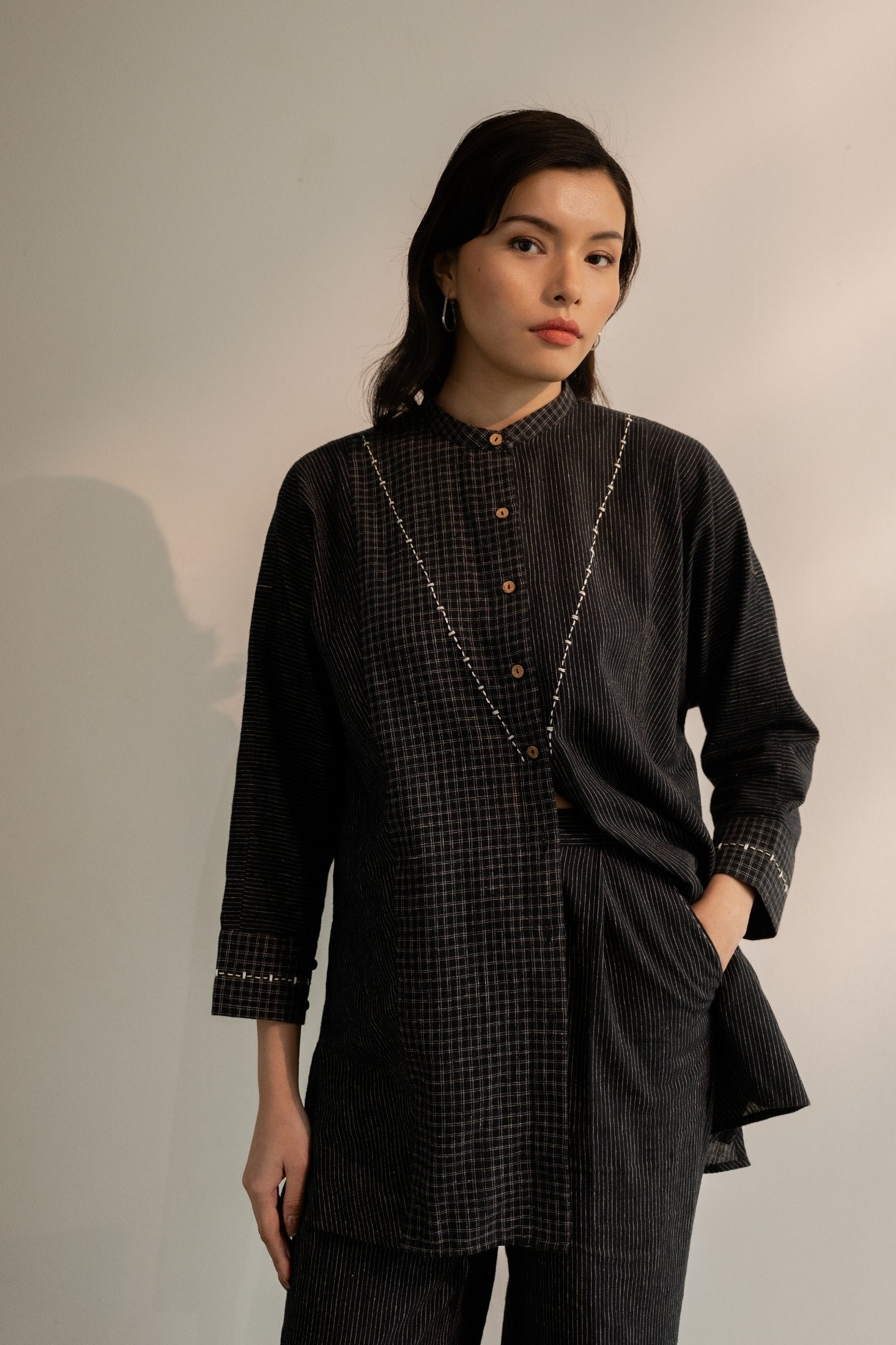 Celeste black shirt kurta