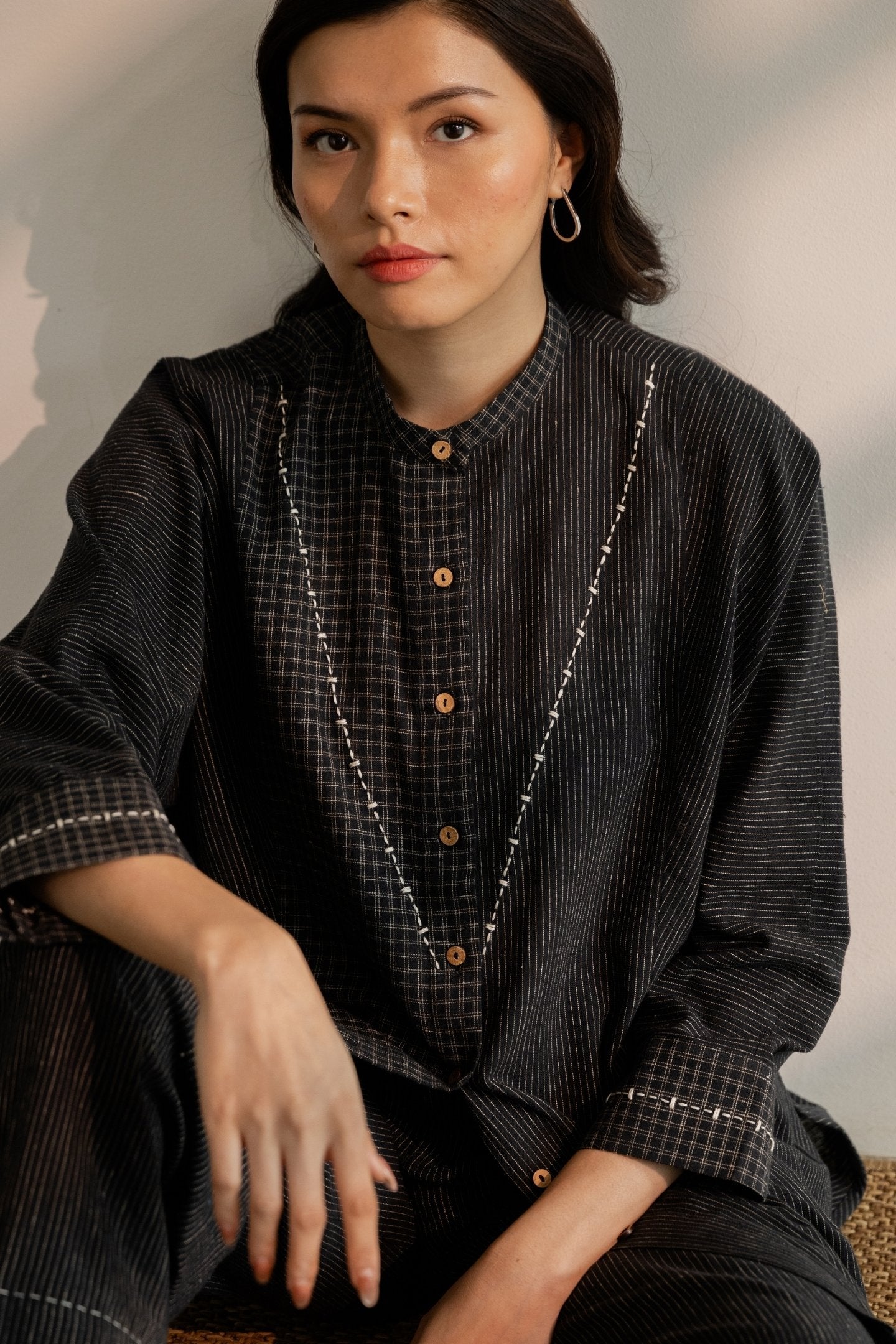 Celeste black shirt kurta