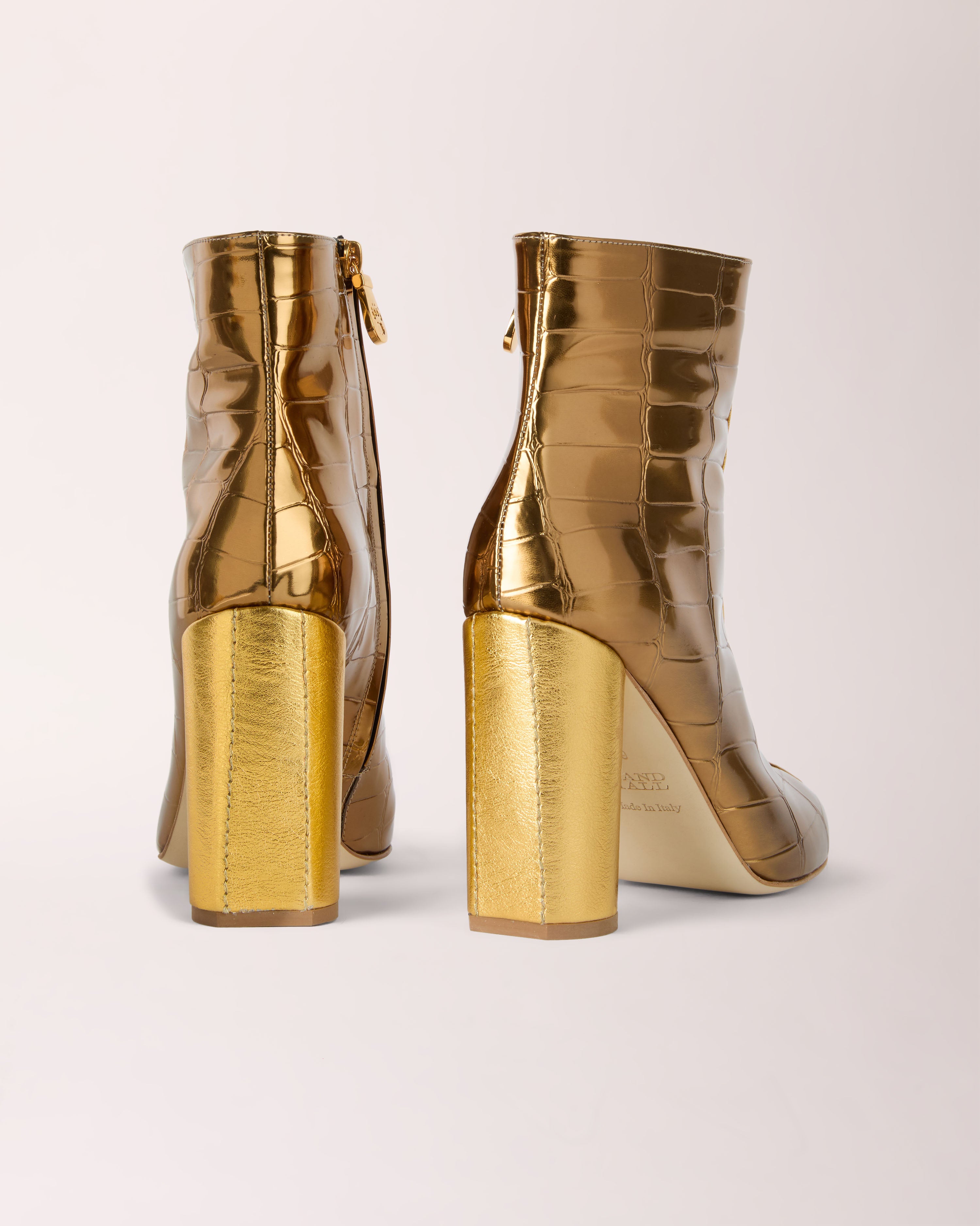 Couture Ankle Boot | Gold Metallic Croc