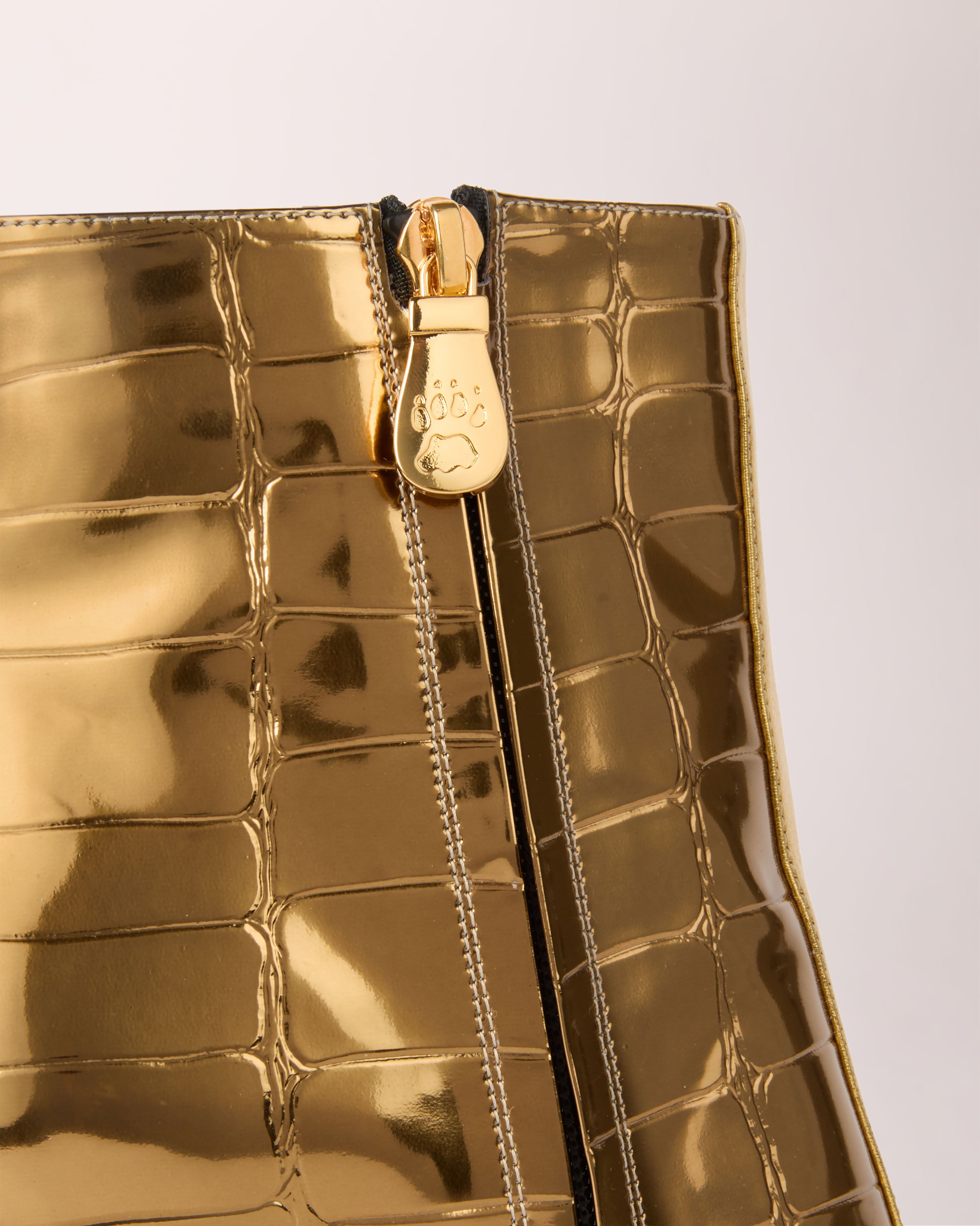 Couture Ankle Boot | Gold Metallic Croc