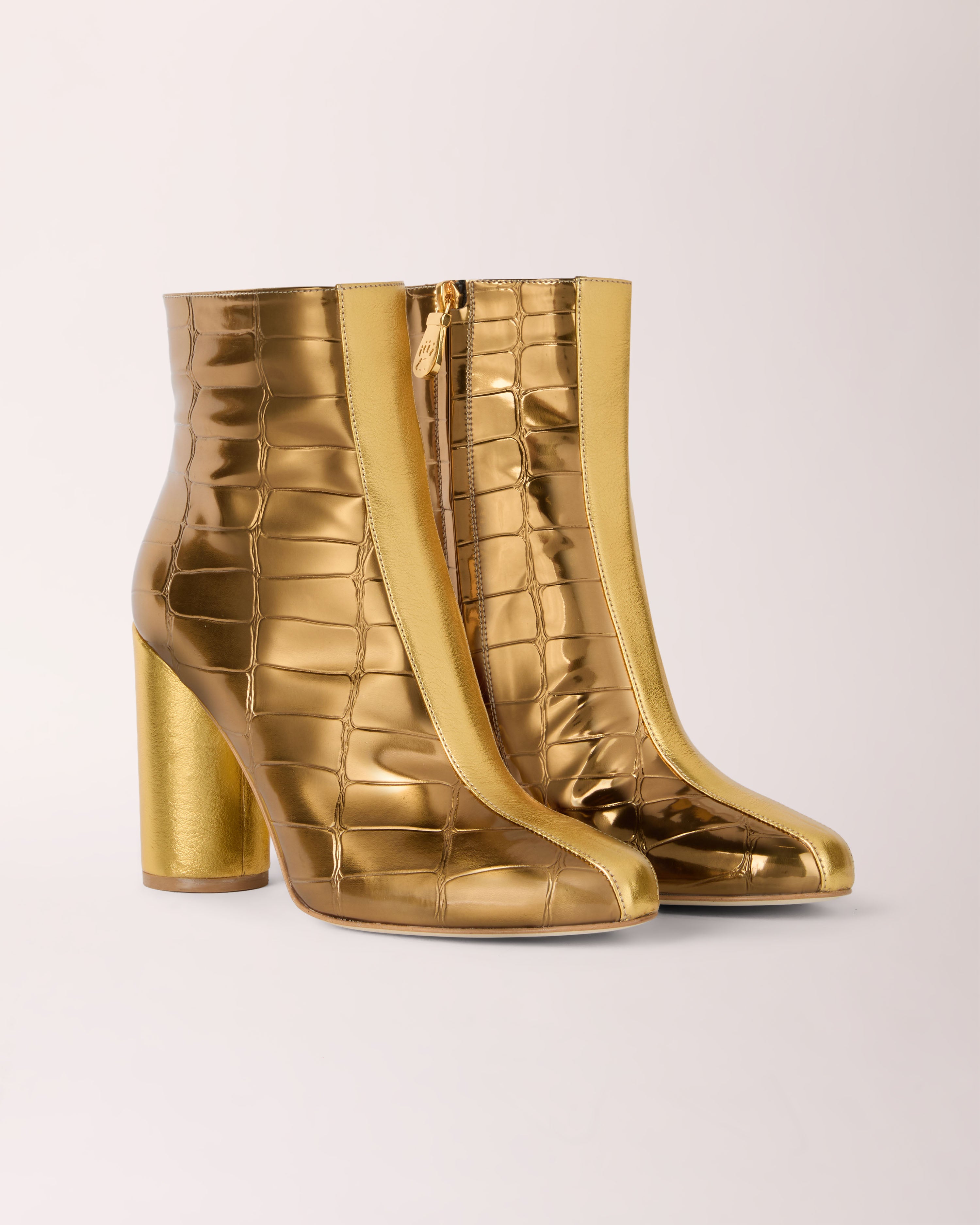 Couture Ankle Boot | Gold Metallic Croc