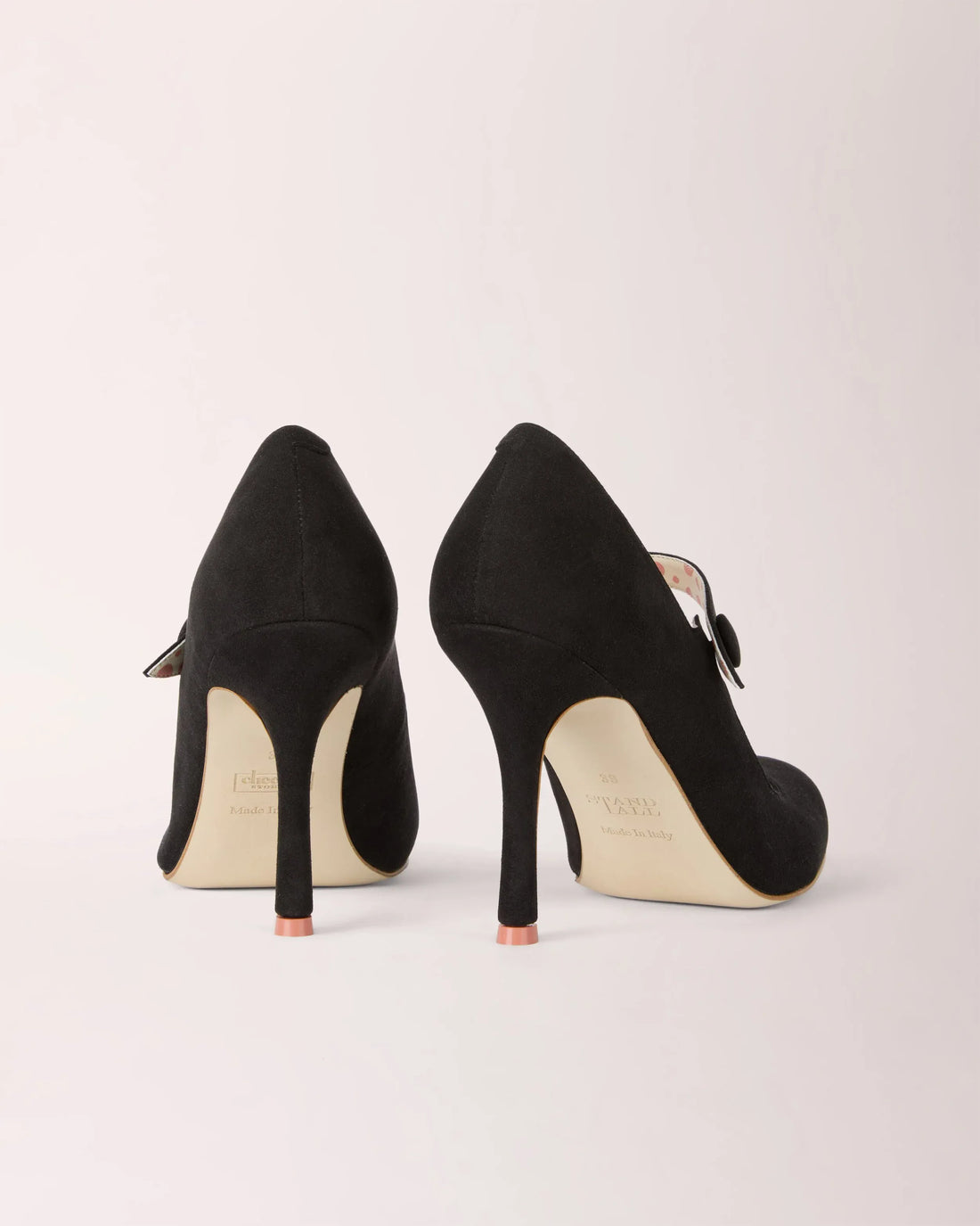 Mary-Jane Cheeletto in Black suede, vegan stiletto handcrafted in Italy by Cheetah Stories