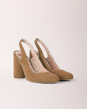 Sling-back Cheeletto | Suede | Taupe