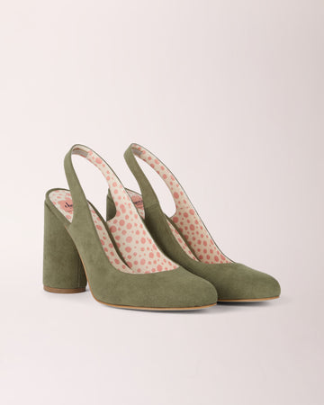Sling-back Cheeletto | Suede | Lizard Green