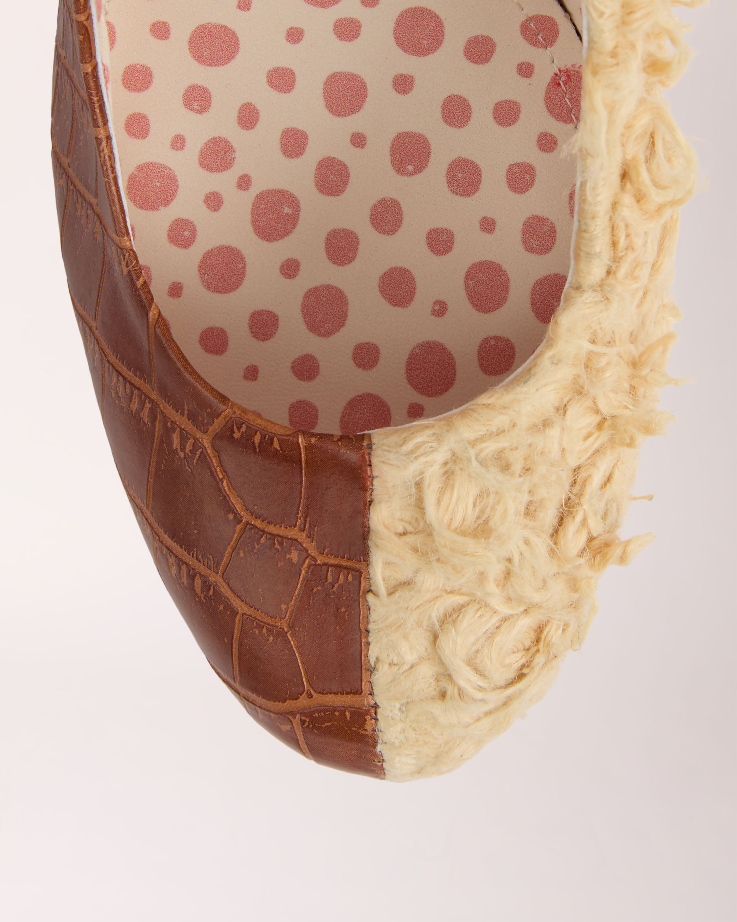 Split Pump Cheeletto | Brown Croc & Biofluff