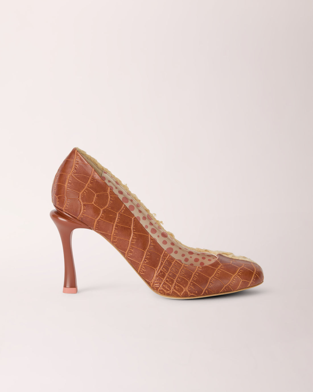 Split Pump Cheeletto | Brown Croc & Biofluff