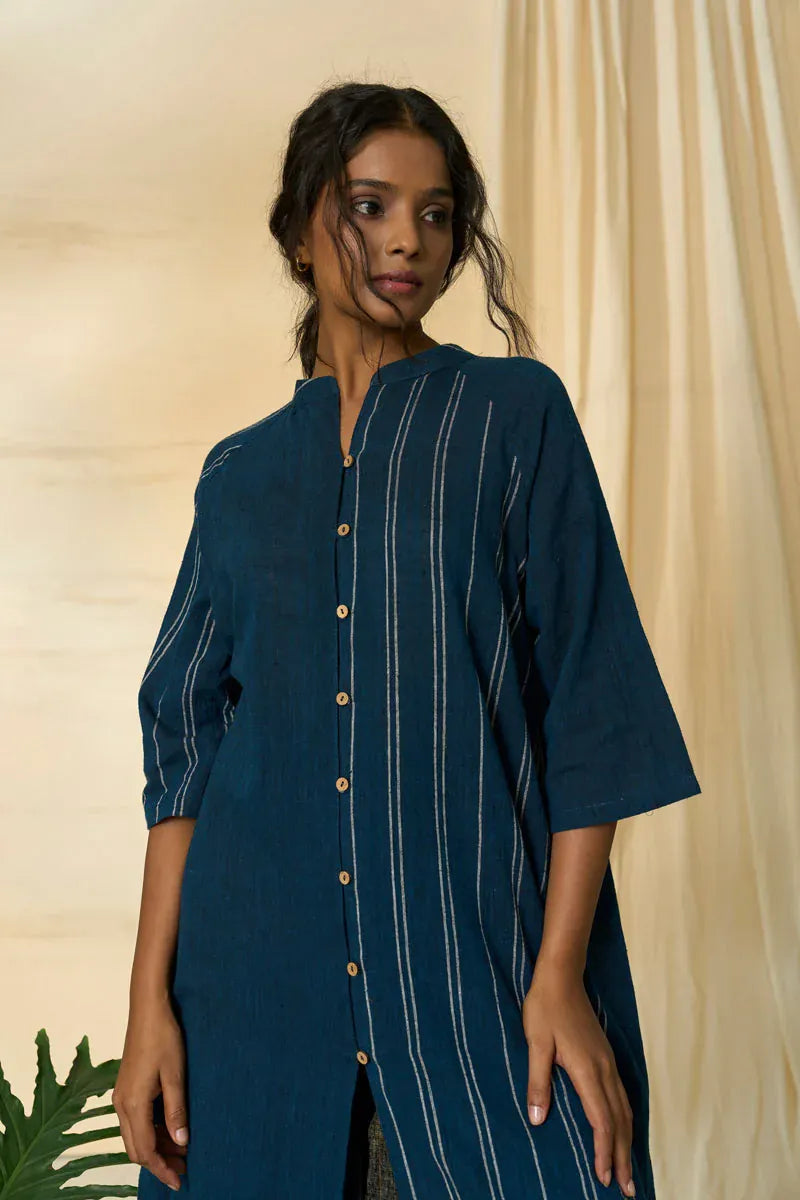 Cobalt blue long shirt and trousers coordinate set from Alternative featuring a stylish, casual fit and comfortable fabric.