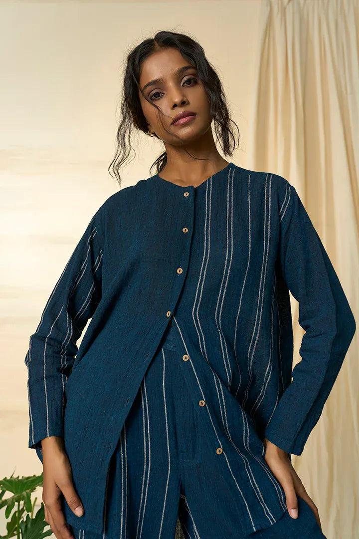 Cobalt round shirt and trousers set by Alternative featuring a coordinated casual outfit with a round neckline and matching pants.
