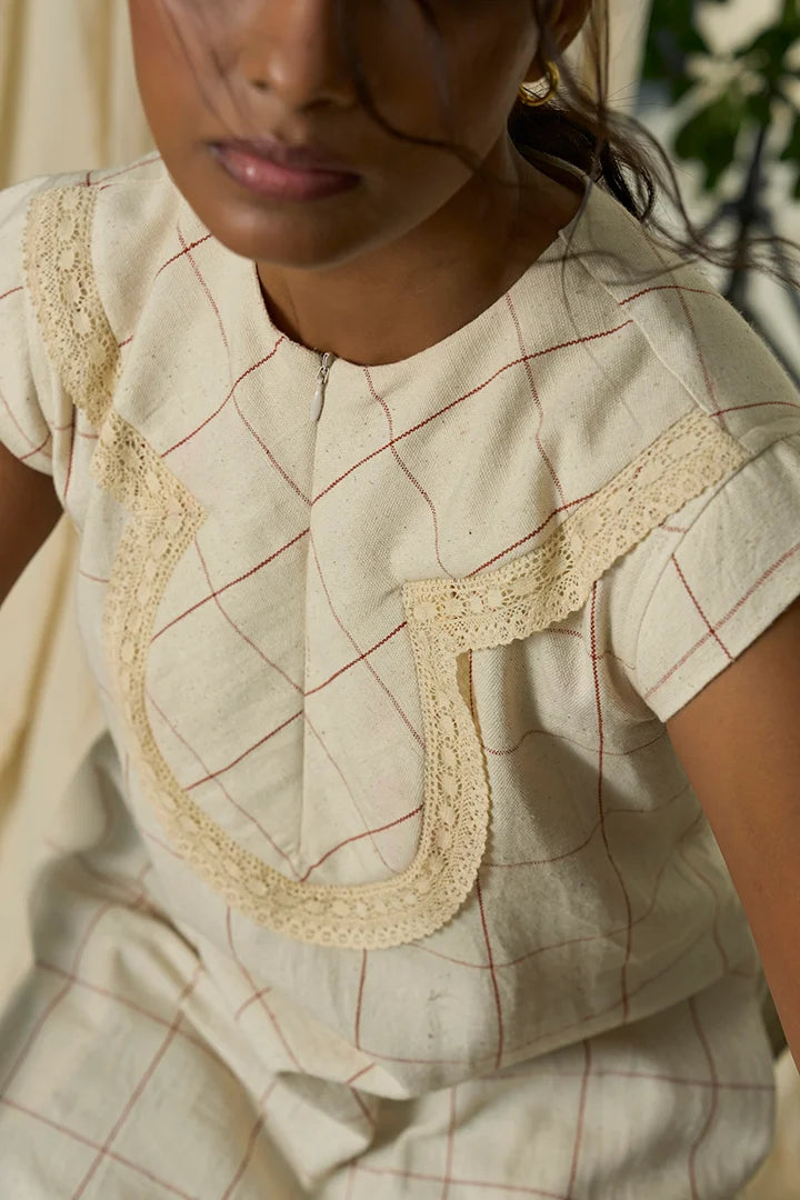Candy cane round yoke dress