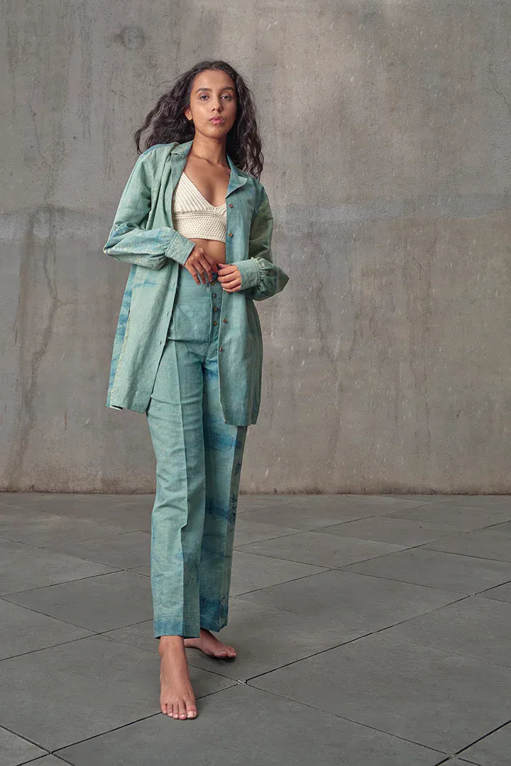Alternative Azure shirt and trousers coordinate set, featuring a stylish matching top and pants in a versatile design.