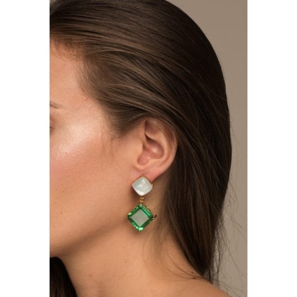 Bombaybirds cube earrings featuring sleek geometric design, shiny metal finish, and modern style.