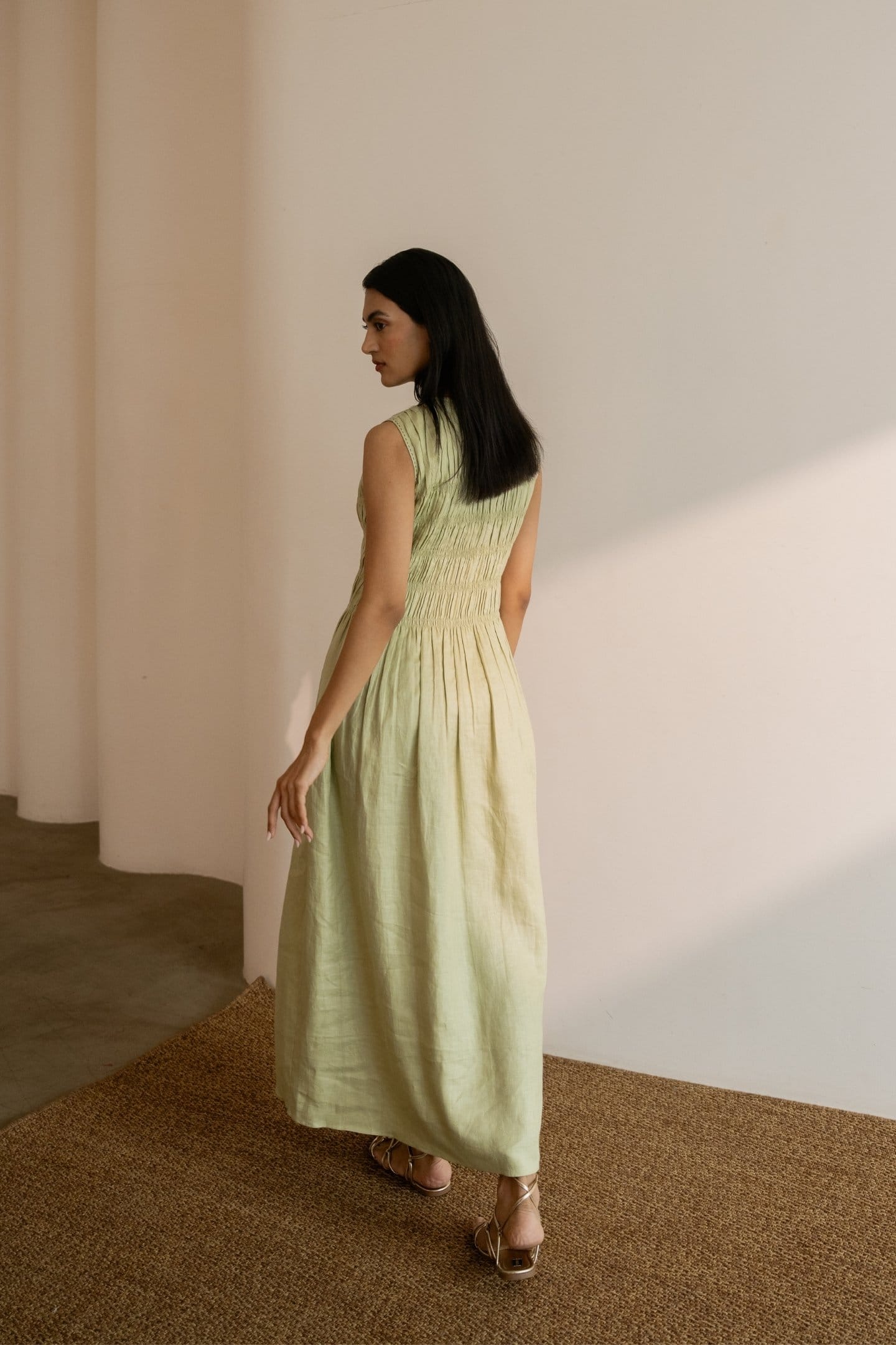 Dew mint green smocked maxi dress by Alternative featuring a flowy silhouette and gathered bodice, perfect for warm weather wear.