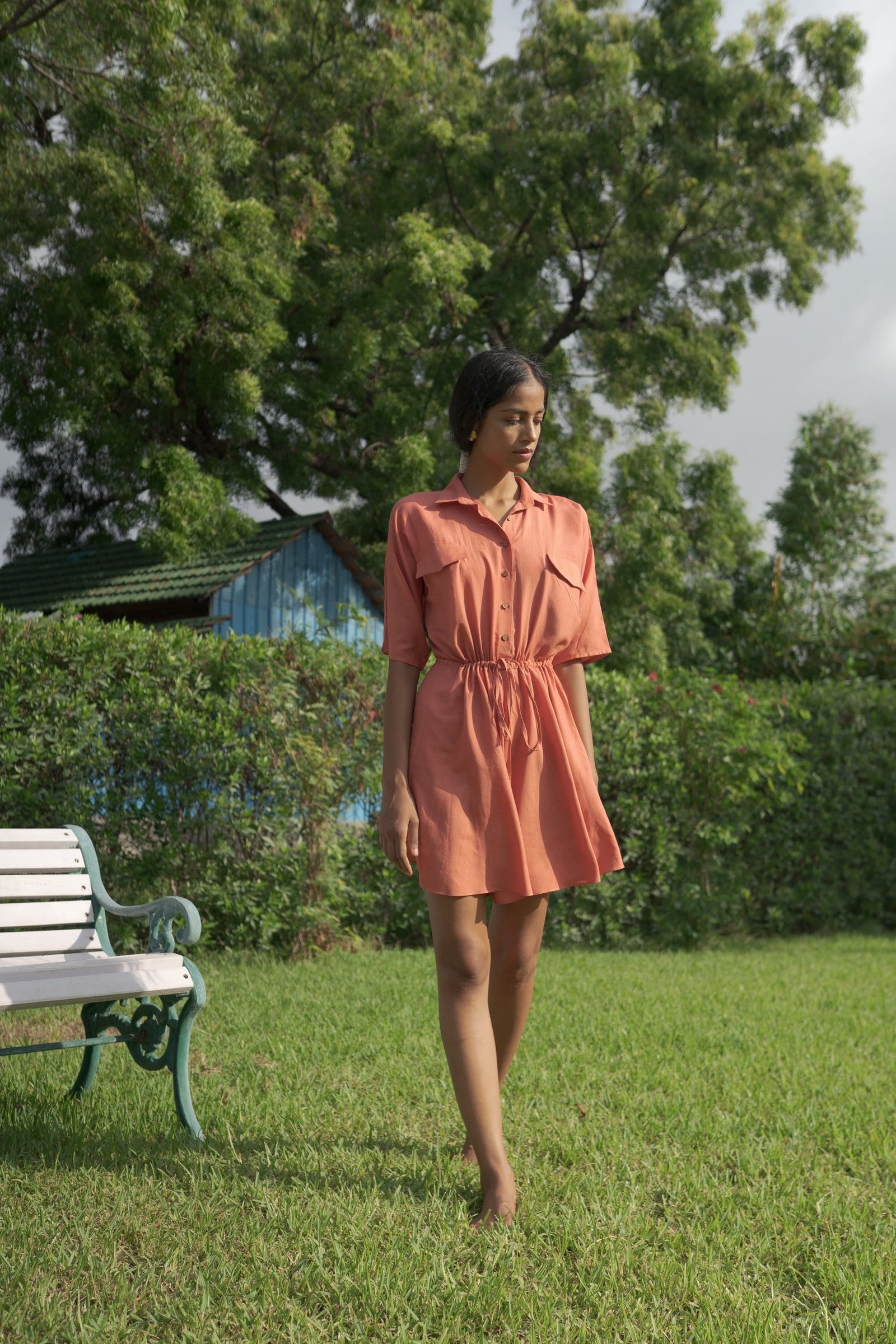 Alternative Dancing-in-the-Rain romper, lightweight casual romper with floral print and relaxed fit, perfect for warm weather.