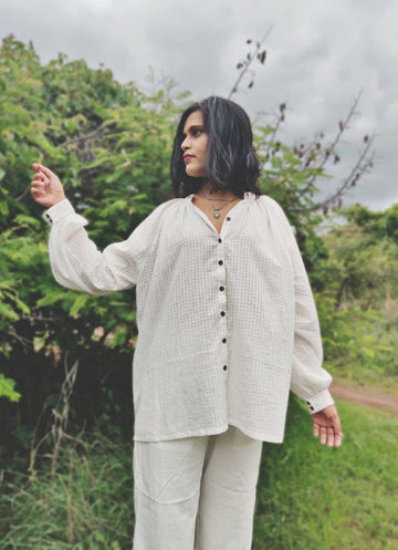 Deeta classic white co-ord set featuring a stylish top and matching pants, casual and versatile for everyday wear.